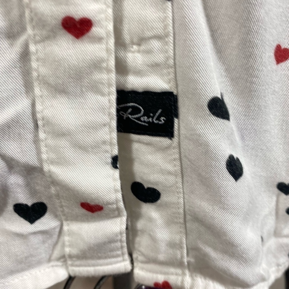 Rails Rosci Black And Red Heart Print Collared Bu… - image 8